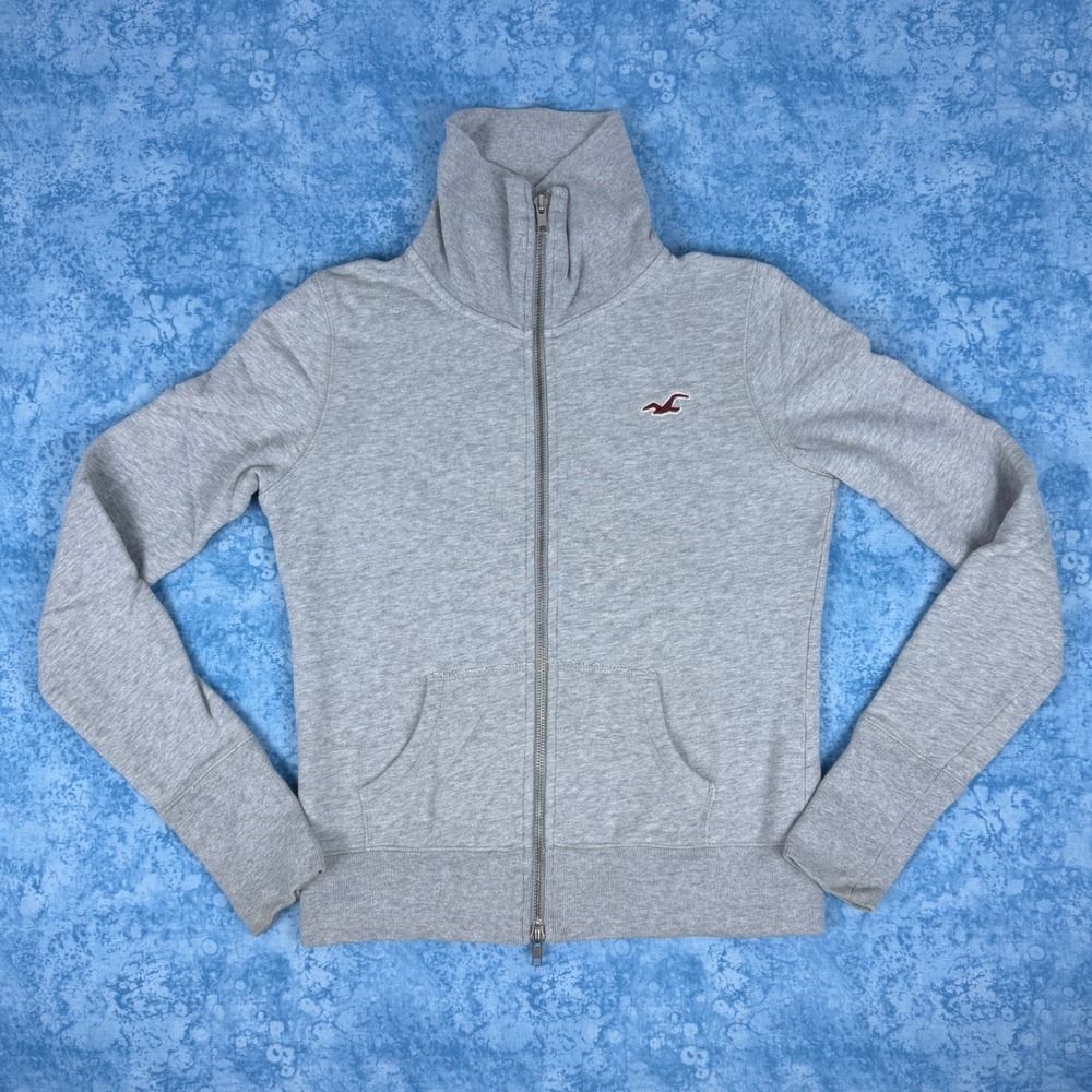 Vintage Hollister Co Y2K Gray Full Zip High Neck Tracksuit Jacket Womens Medium